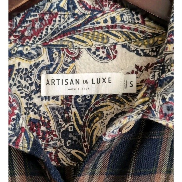 Artisan De Luxe Size Small Plaid Flannel Top Womens Button Up Shirt Paisley LS S - Picture 2 of 5